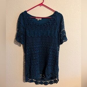 Live and Let Live Blue Lace Top Size Medium